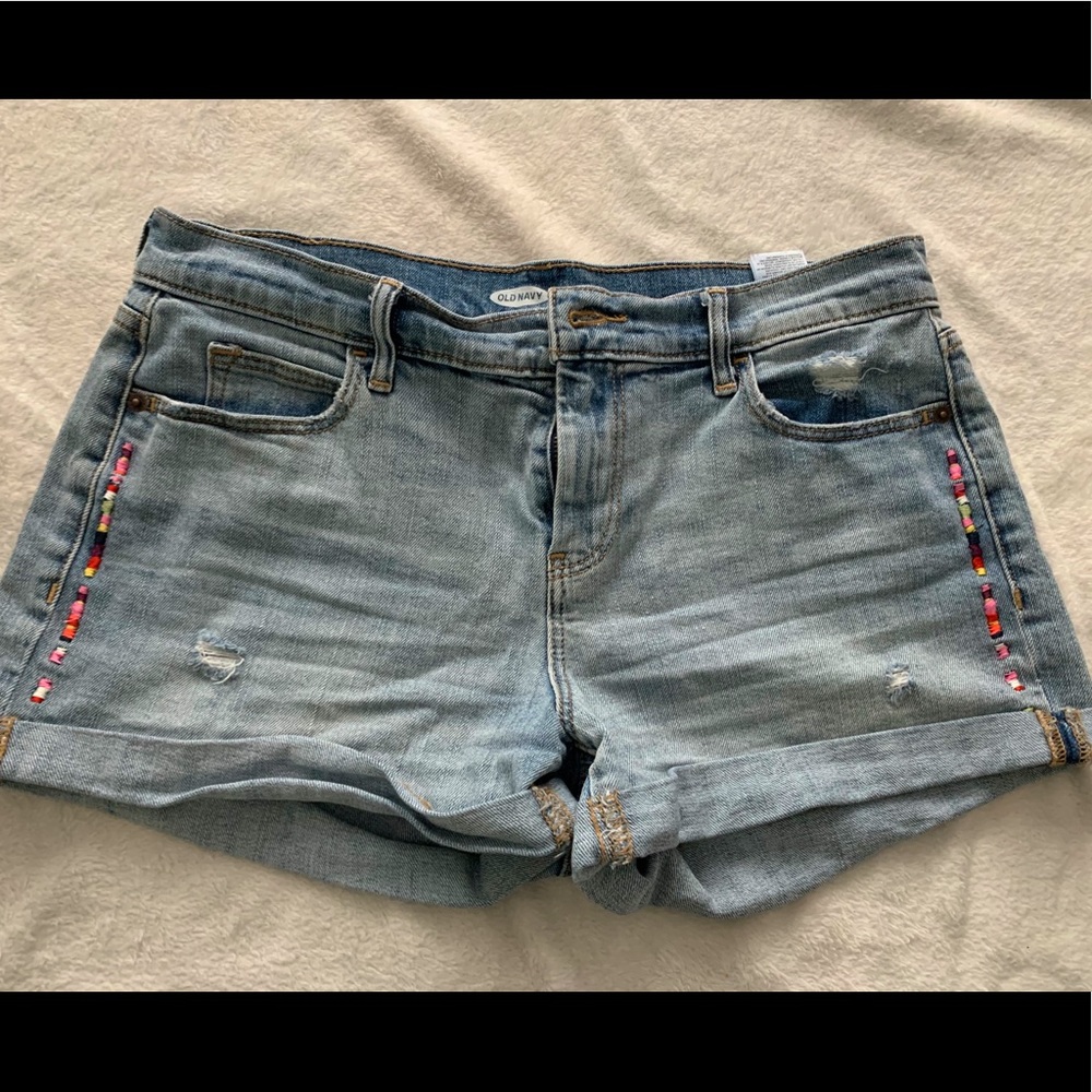 Boyfriend Shorts, Old Navy with rainbow thread